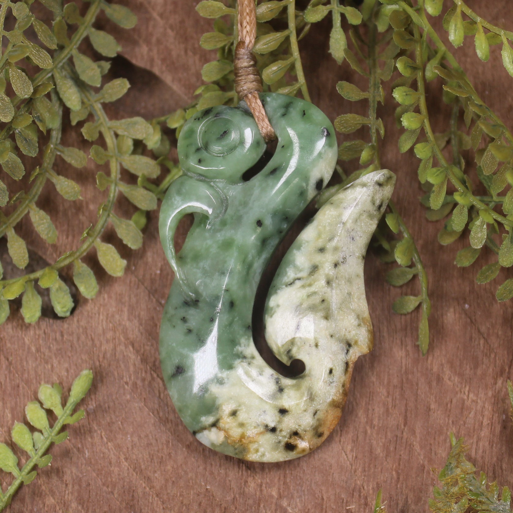 Manaia carved from Flower Jade Pounamu - NZ Greenstone