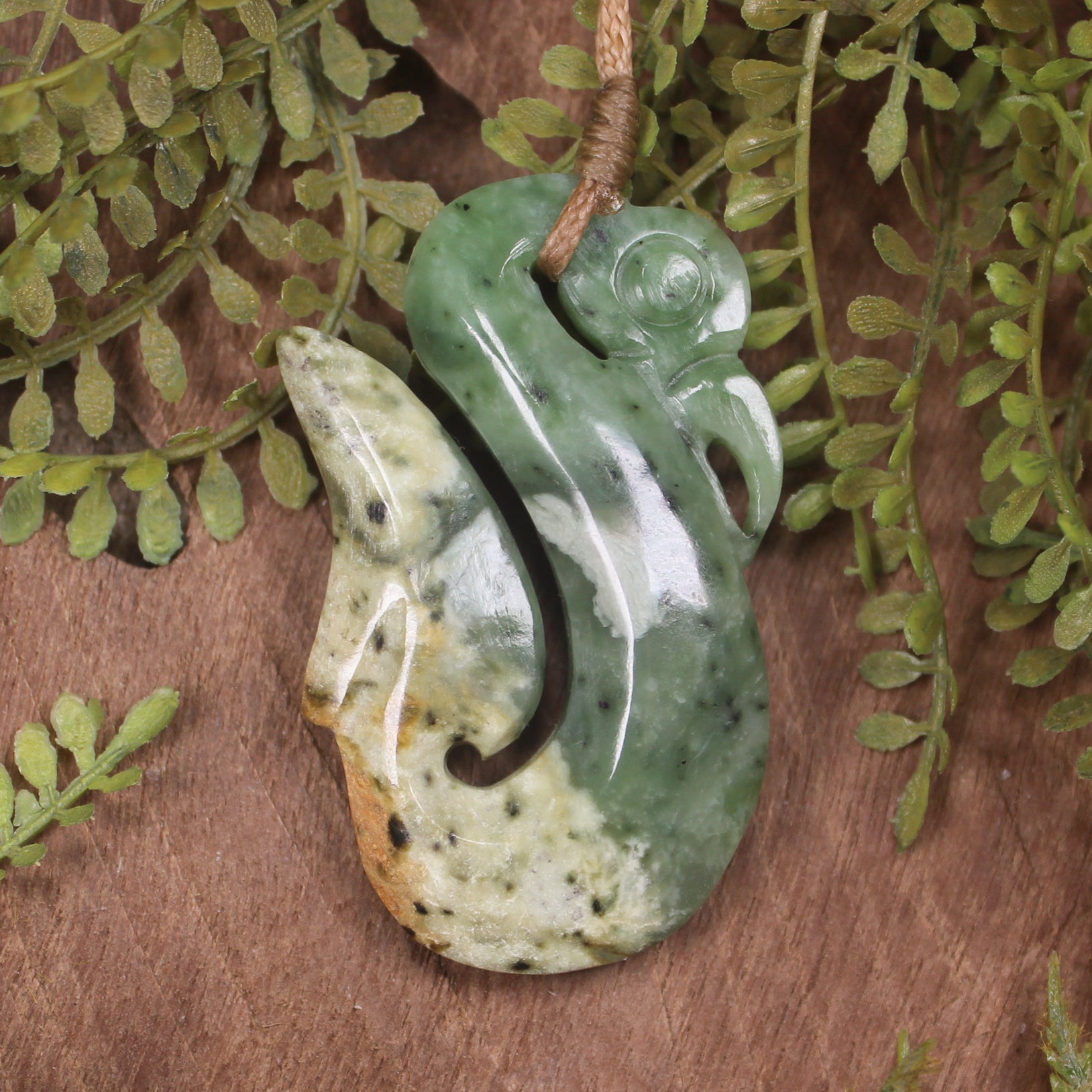 Manaia carved from Flower Jade Pounamu - NZ Greenstone