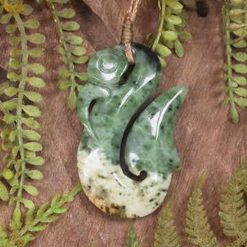 Manaia carved from Flower Jade Pounamu - NZ Greenstone