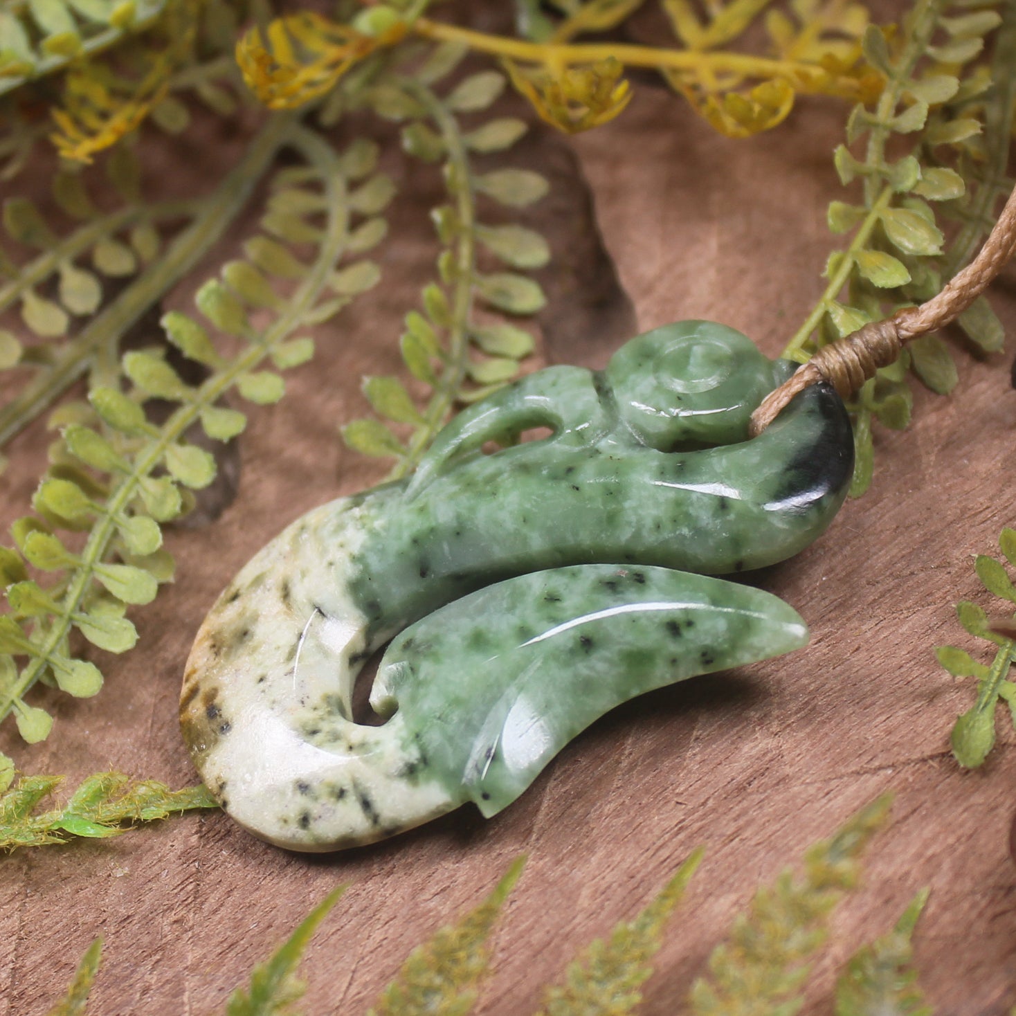 Manaia carved from Flower Jade Pounamu - NZ Greenstone