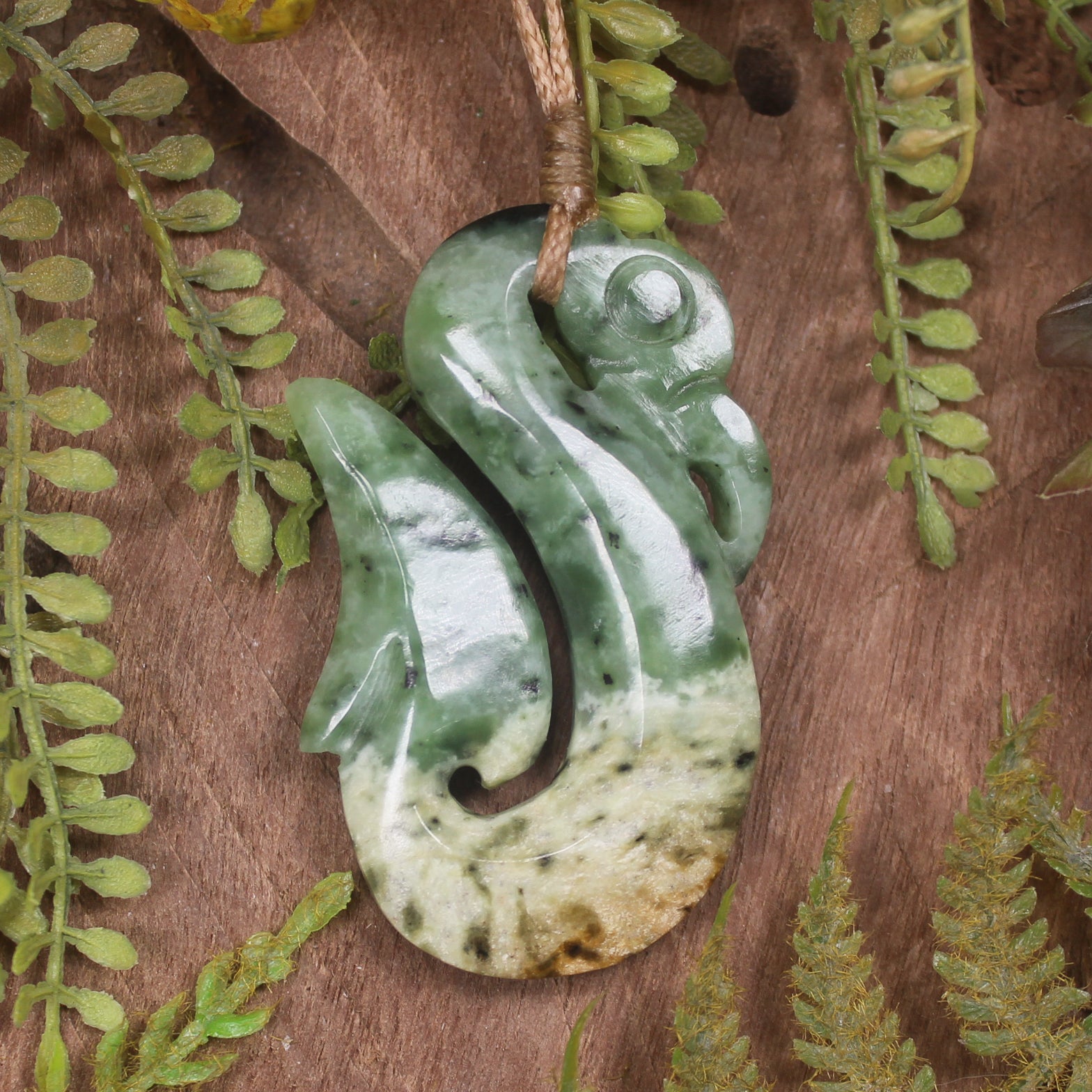 Manaia carved from Flower Jade Pounamu - NZ Greenstone