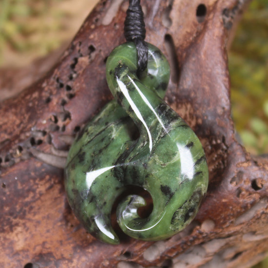 Koru Twist carved from Douglas Creek Pounamu - NZ Greenstone