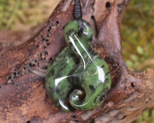 Koru Twist carved from Douglas Creek Pounamu - NZ Greenstone