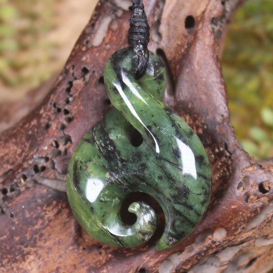 Koru Twist carved from Douglas Creek Pounamu - NZ Greenstone