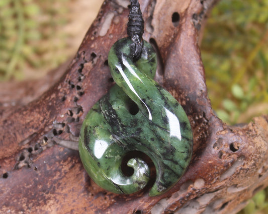 Koru Twist carved from Douglas Creek Pounamu - NZ Greenstone