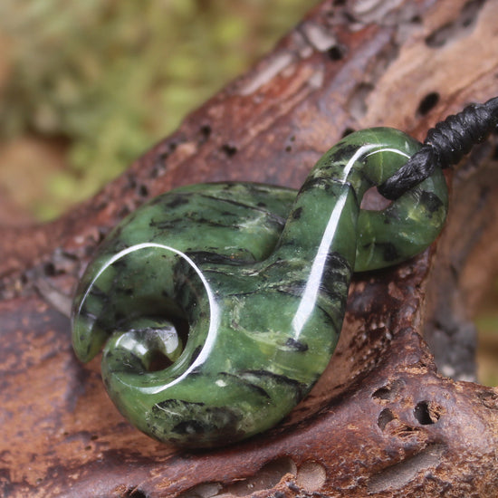 Koru Twist carved from Douglas Creek Pounamu - NZ Greenstone
