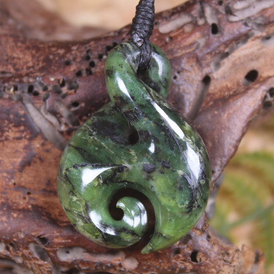 Koru Twist carved from Douglas Creek Pounamu - NZ Greenstone