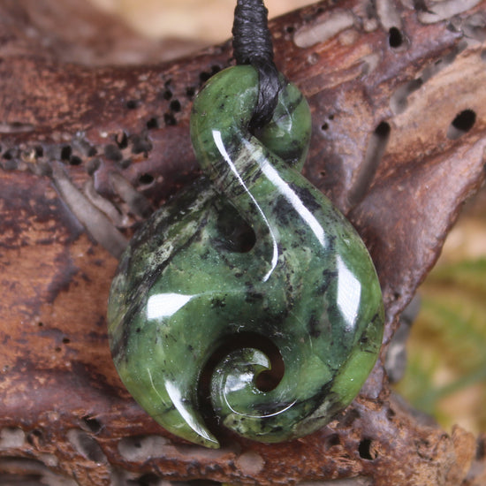 Koru Twist carved from Douglas Creek Pounamu - NZ Greenstone