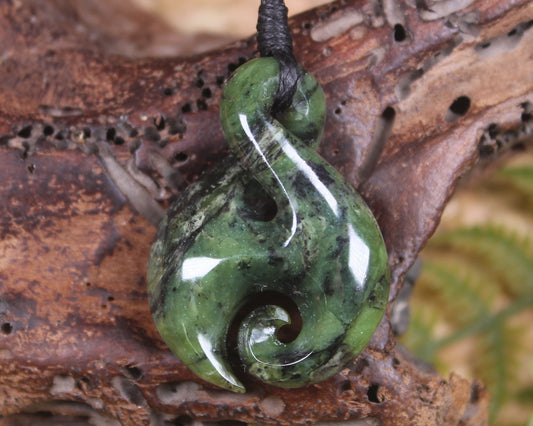 Koru Twist carved from Douglas Creek Pounamu - NZ Greenstone
