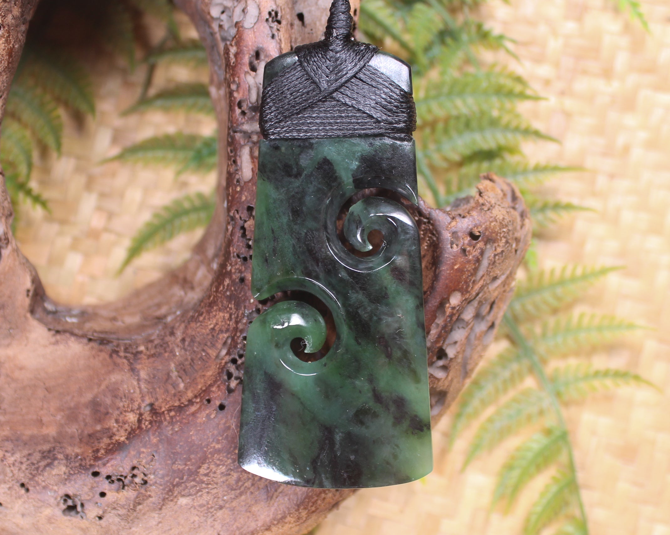 Toki or Adze with Koru Pendant carved from Rimu Pounamu - NZ Greenstone