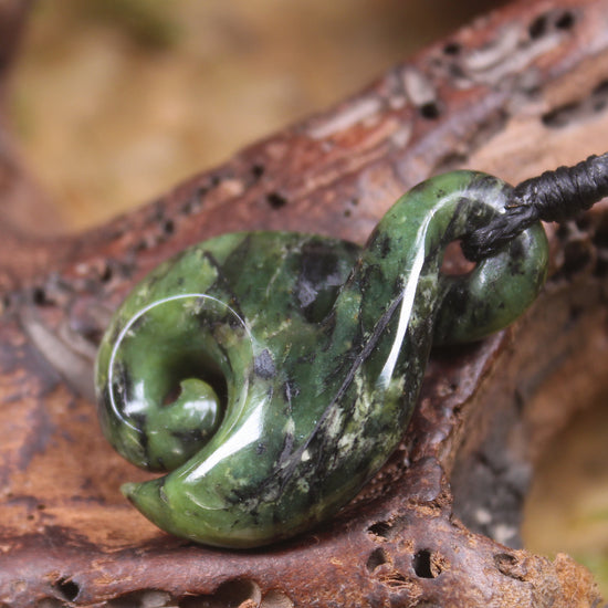 Koru Twist carved from Douglas Creek Pounamu - NZ Greenstone