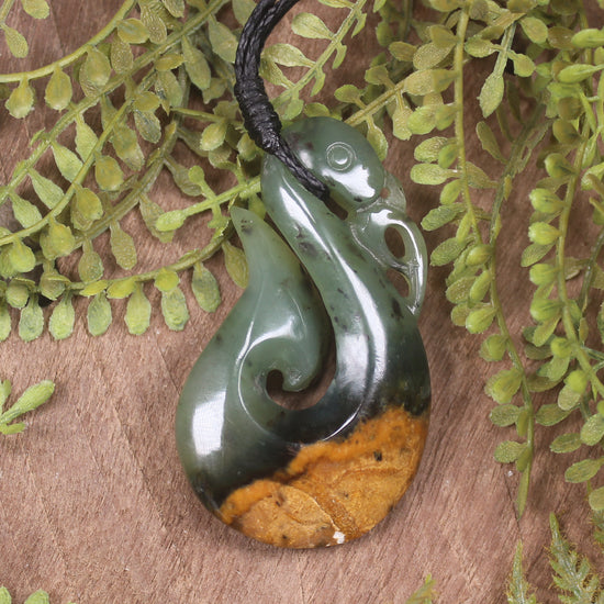 Manaia carved from Flower Jade Pounamu - NZ Greenstone
