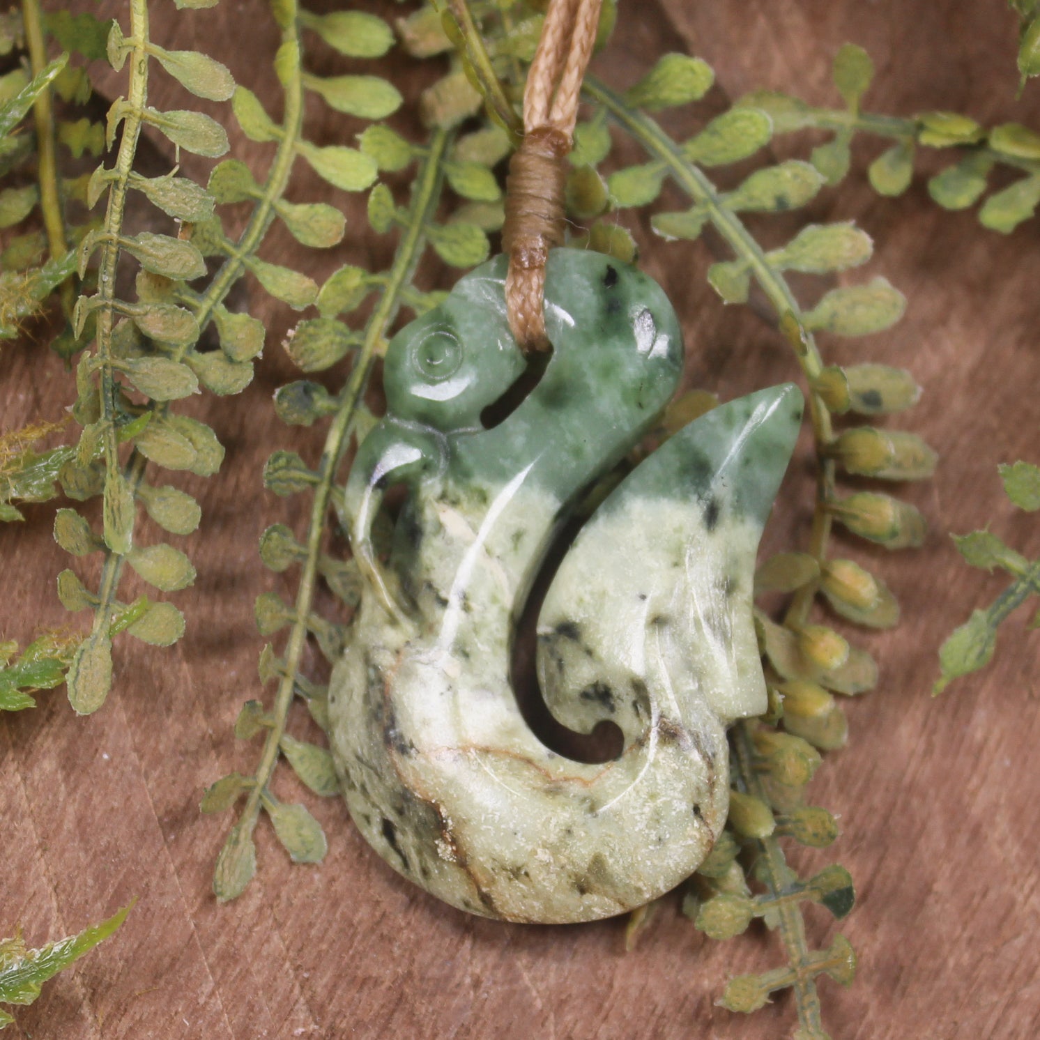 Manaia carved from Flower Jade Pounamu - NZ Greenstone