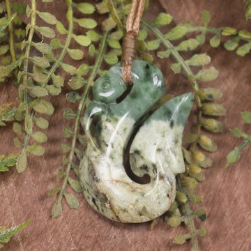 Manaia carved from Flower Jade Pounamu - NZ Greenstone