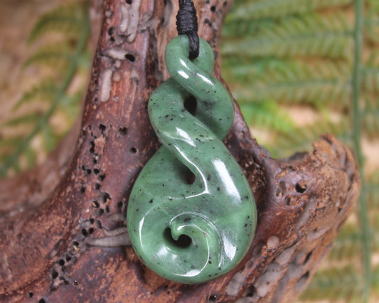 Koru Twist carved from Hapopo  Pounamu - NZ Greenstone