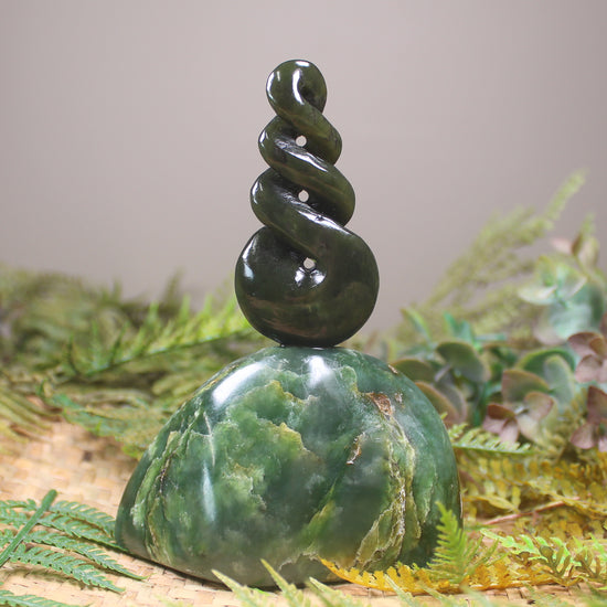 Twist Sculpture carved from Rimu Pounamu - NZ Greenstone