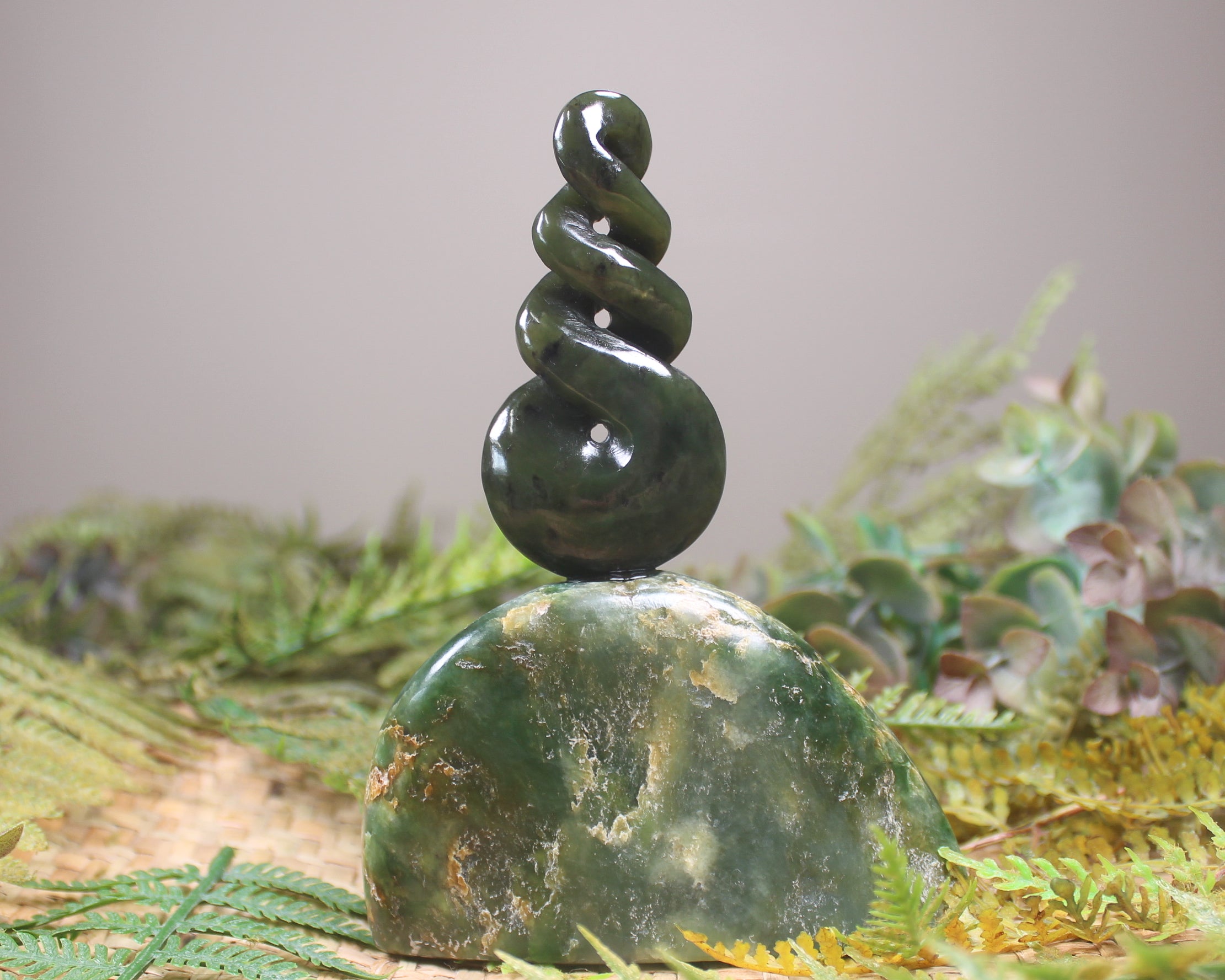 Twist Sculpture carved from Rimu Pounamu - NZ Greenstone