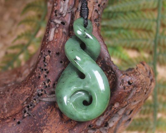 Koru Twist carved from Hapopo  Pounamu - NZ Greenstone