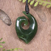 Hei Matau or Fish Hook carved from Kawakawa Pounamu - NZ Greenstone