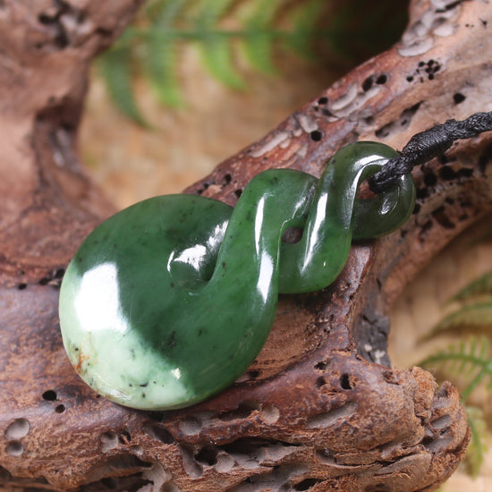 Twist carved from Rimu Pounamu - NZ Greenstone