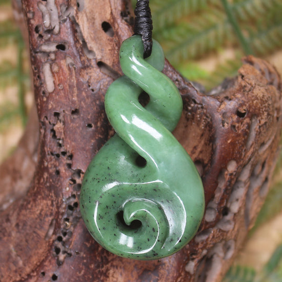 Koru Twist carved from Hapopo  Pounamu - NZ Greenstone