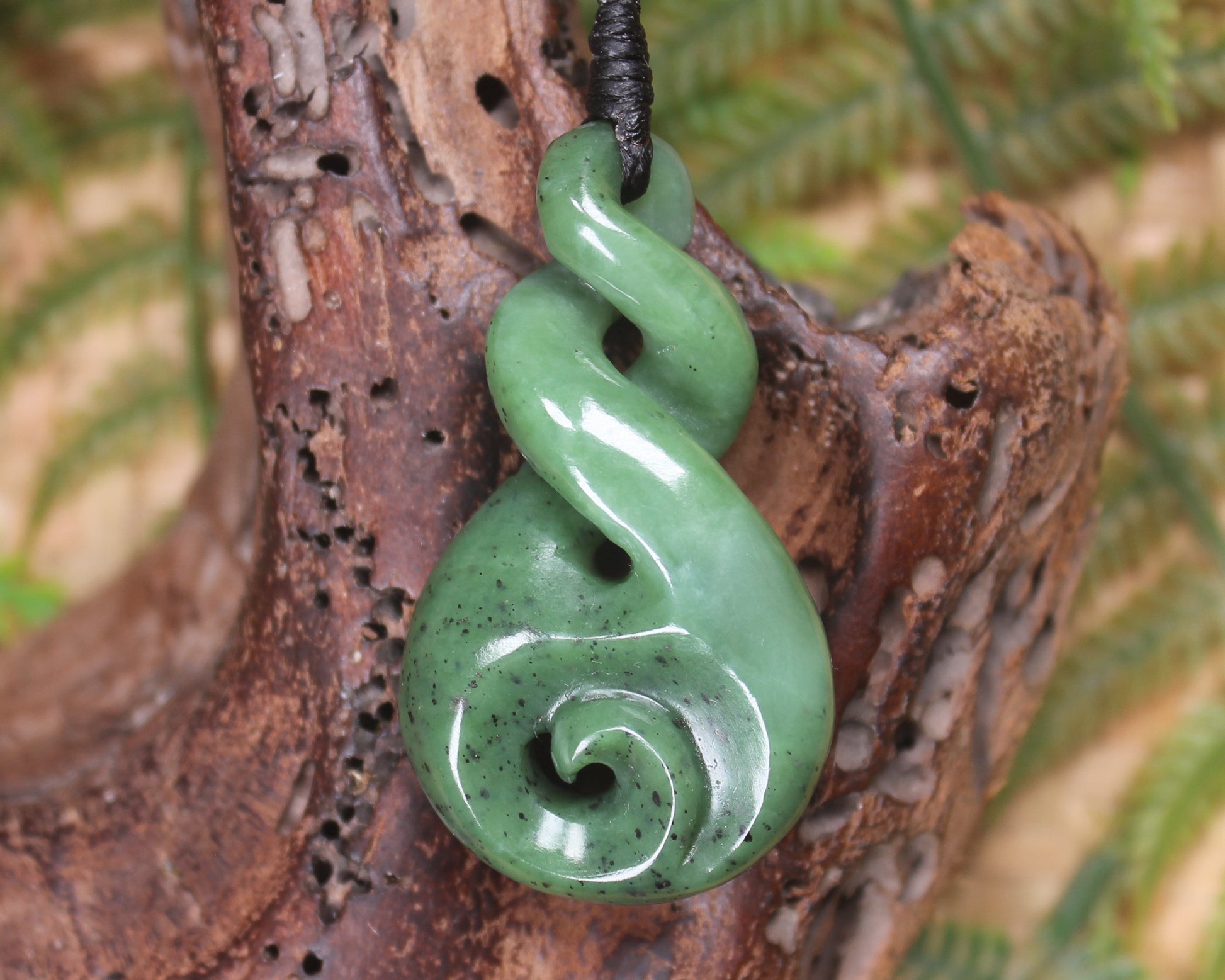 Koru Twist carved from Hapopo  Pounamu - NZ Greenstone
