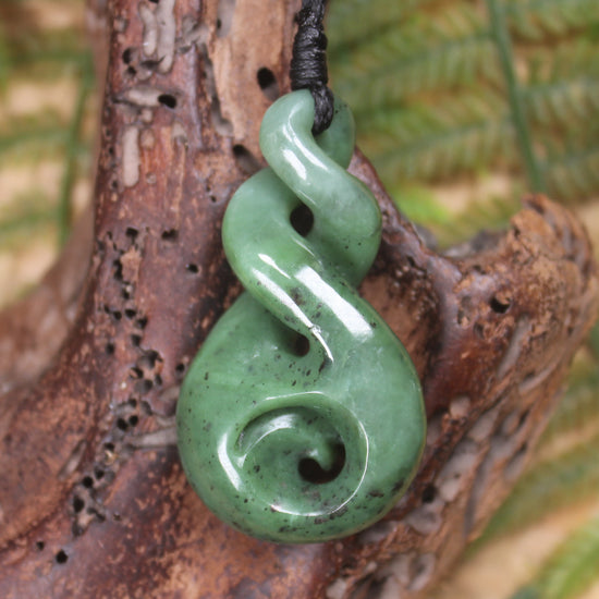 Koru Twist carved from Hapopo  Pounamu - NZ Greenstone