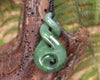 Koru Twist carved from Hapopo  Pounamu - NZ Greenstone