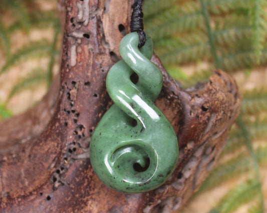 Koru Twist carved from Hapopo  Pounamu - NZ Greenstone