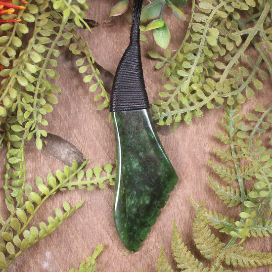 Freeform Kawakawa Pounamu pendant - NZ Greenstone