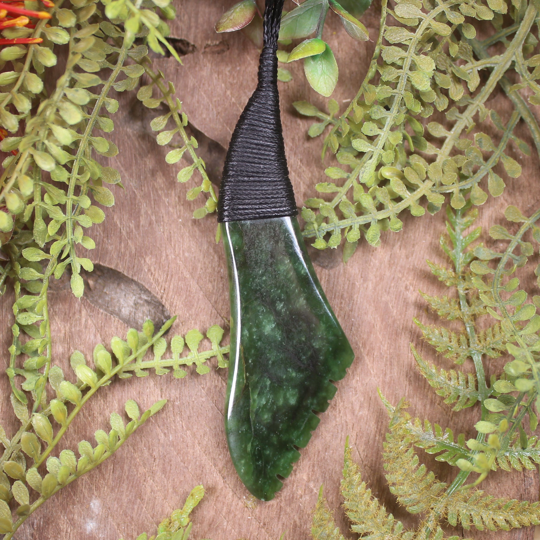 Freeform Kawakawa Pounamu pendant - NZ Greenstone