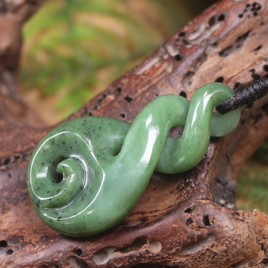 Koru Twist carved from Hapopo  Pounamu - NZ Greenstone