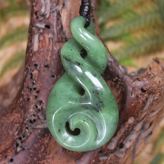 Koru Twist carved from Hapopo  Pounamu - NZ Greenstone