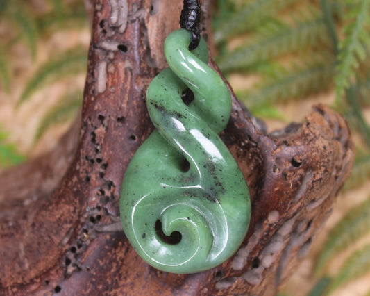 Koru Twist carved from Hapopo  Pounamu - NZ Greenstone