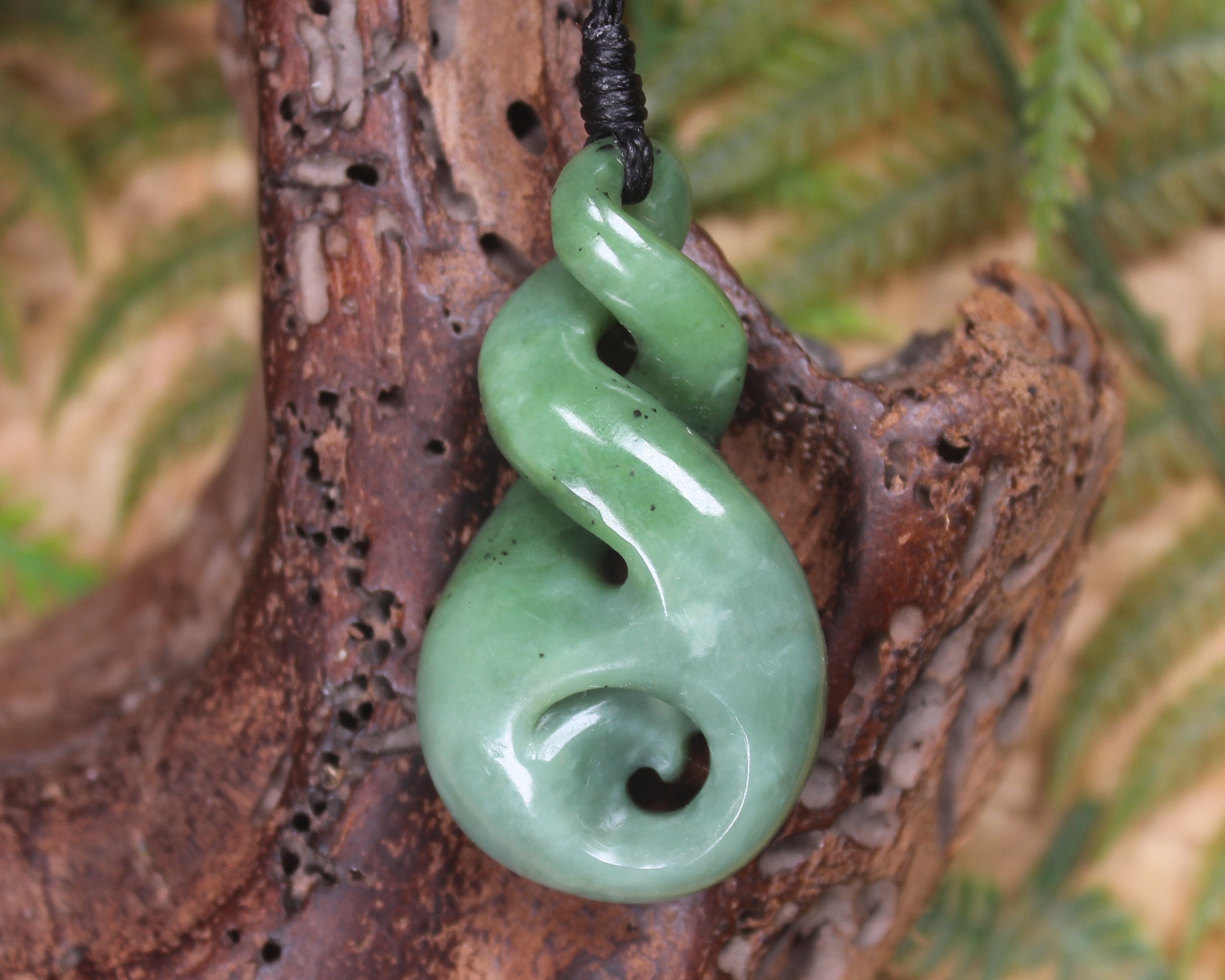 Koru Twist carved from Hapopo  Pounamu - NZ Greenstone