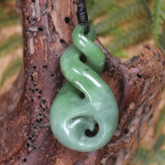 Koru Twist carved from Hapopo  Pounamu - NZ Greenstone