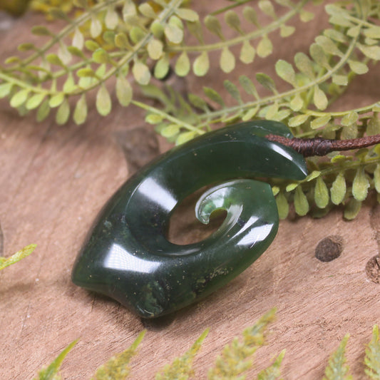 Tangiwai Pounamu Hei Matau pendant  - NZ Greenstone