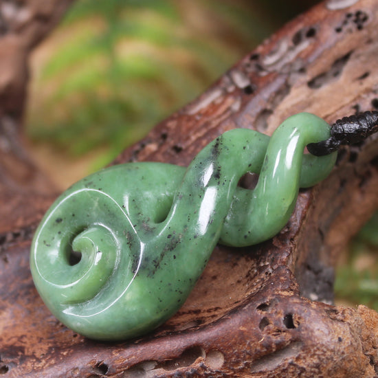 Koru Twist carved from Hapopo  Pounamu - NZ Greenstone