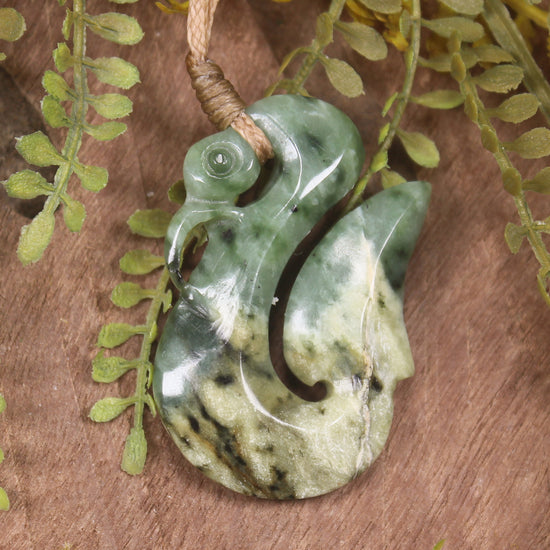 Manaia carved from Flower Jade Pounamu - NZ Greenstone