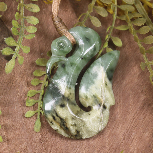Manaia carved from Flower Jade Pounamu - NZ Greenstone