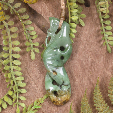 Manaia carved from Flower Jade Pounamu - NZ Greenstone