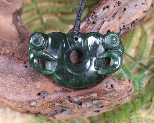 Pekapeka Pendant carved from Kawakawa Pounamu - NZ Greenstone