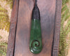 Roimata or Teardop with Koru carved from Kawakawa Pounamu - NZ Greenstone