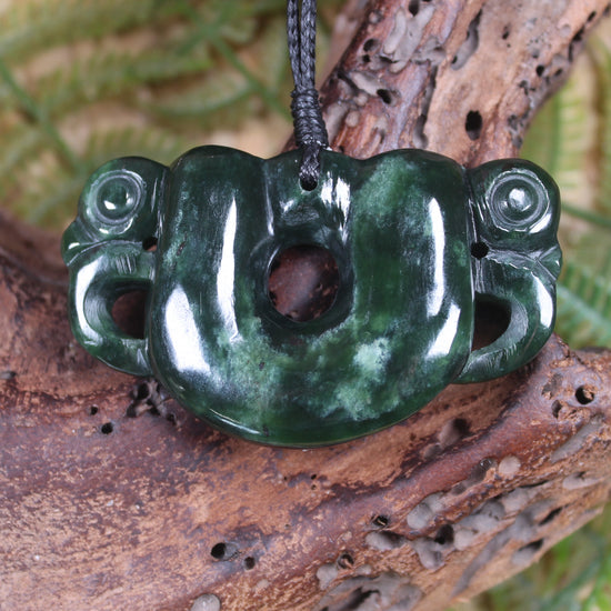 Pekapeka Pendant carved from Kawakawa Pounamu - NZ Greenstone
