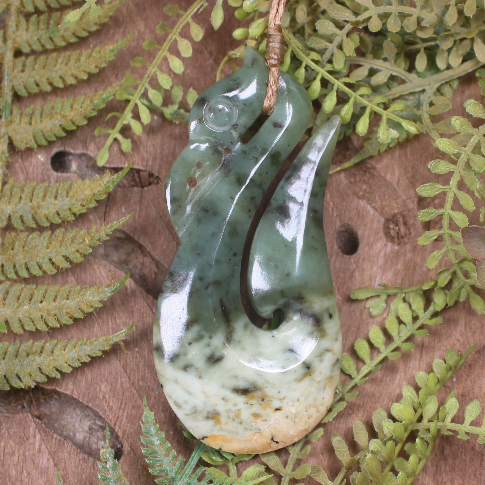 Manaia carved from Flower Jade Pounamu - NZ Greenstone