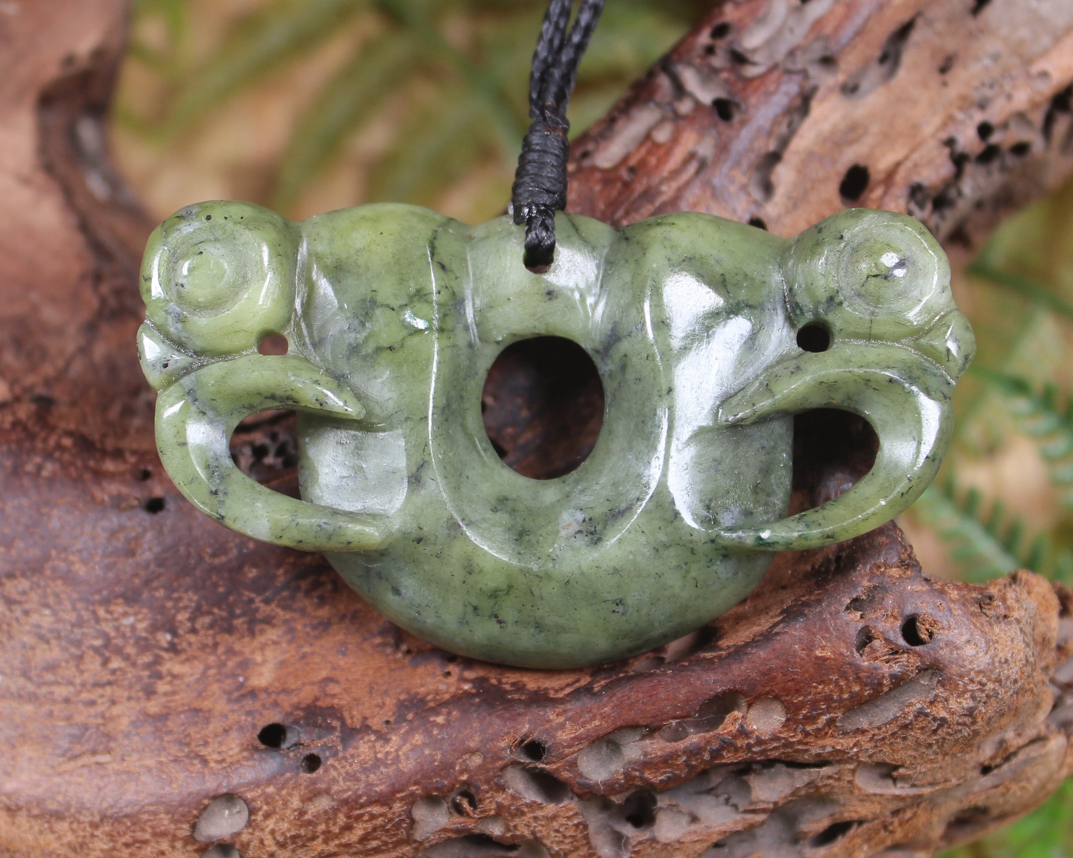 Pekapeka Pendant carved from Serpentine Pounamu - NZ Greenstone