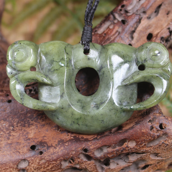 Pekapeka Pendant carved from Serpentine Pounamu - NZ Greenstone
