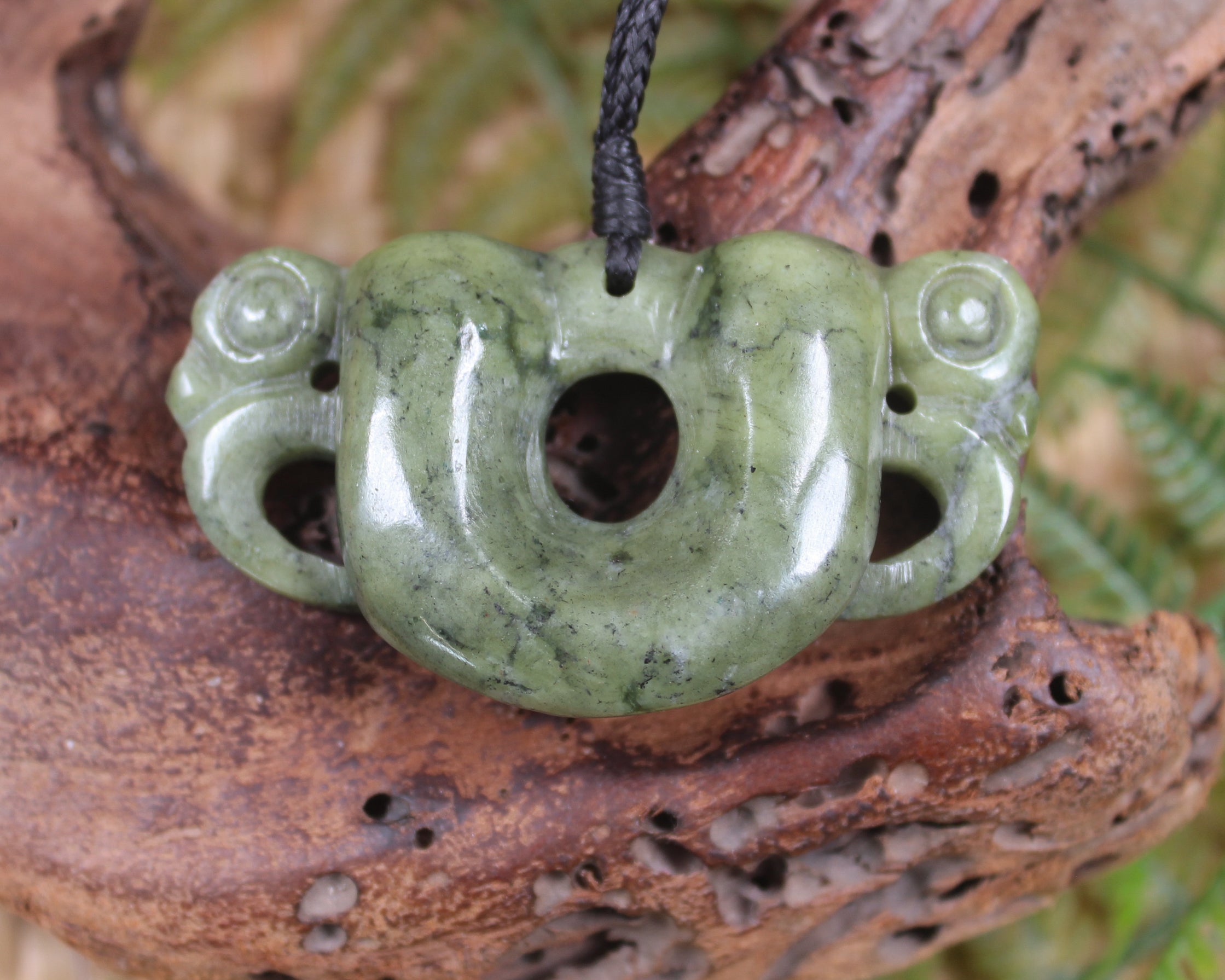 Pekapeka Pendant carved from Serpentine Pounamu - NZ Greenstone