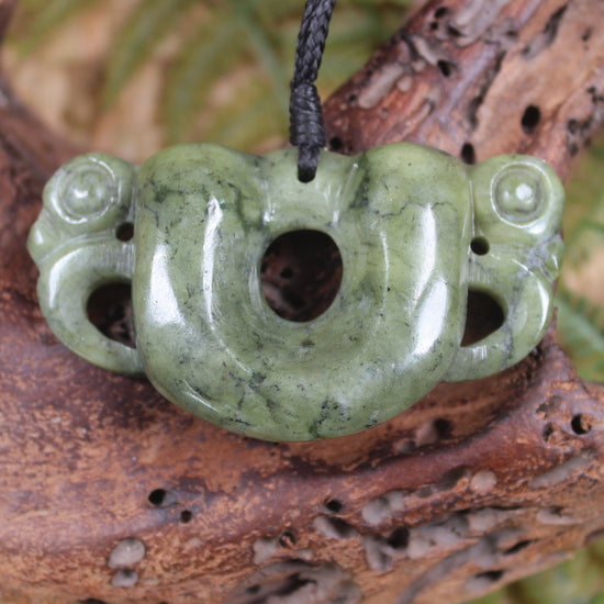 Pekapeka Pendant carved from Serpentine Pounamu - NZ Greenstone