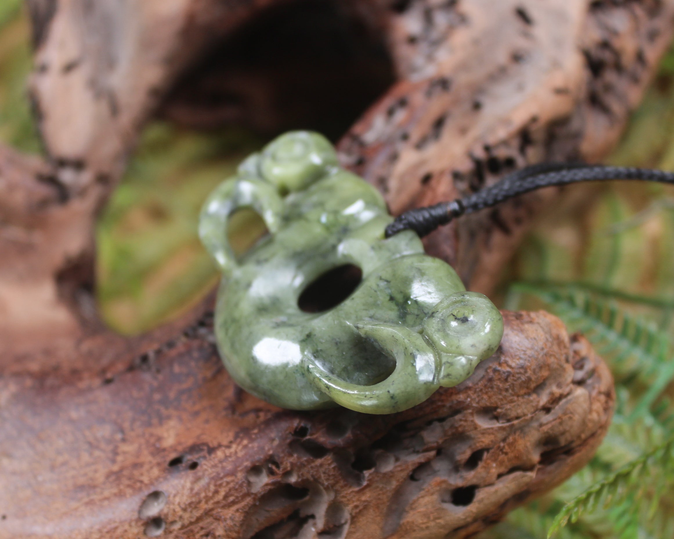 Pekapeka Pendant carved from Serpentine Pounamu - NZ Greenstone